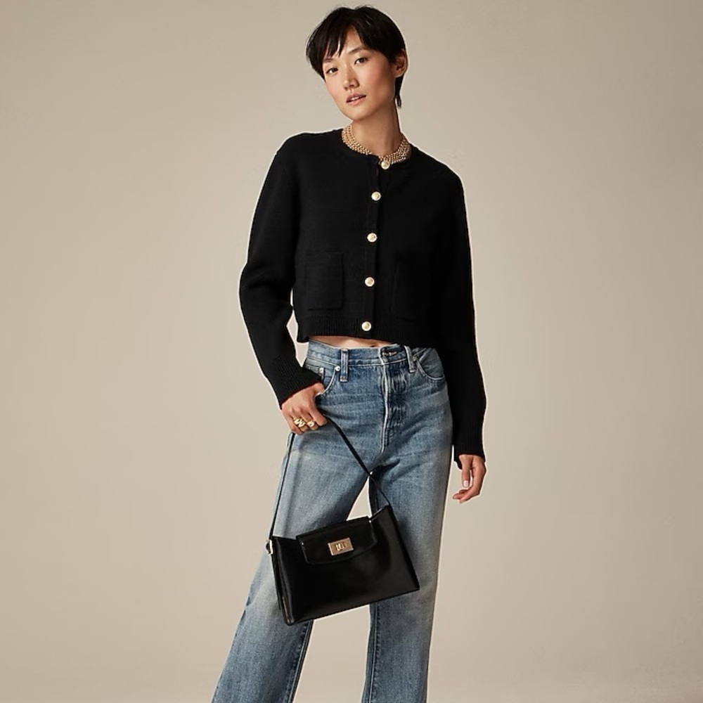 J.Crew relaxed Emilie sweater lady jacket Black Size Medium/Large